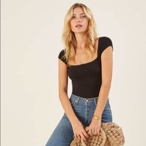 Reformation Black Bardot Top